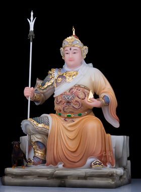 汉白玉华光大帝神像实心玉石三眼马灵官马元帅石雕家用工艺品摆件