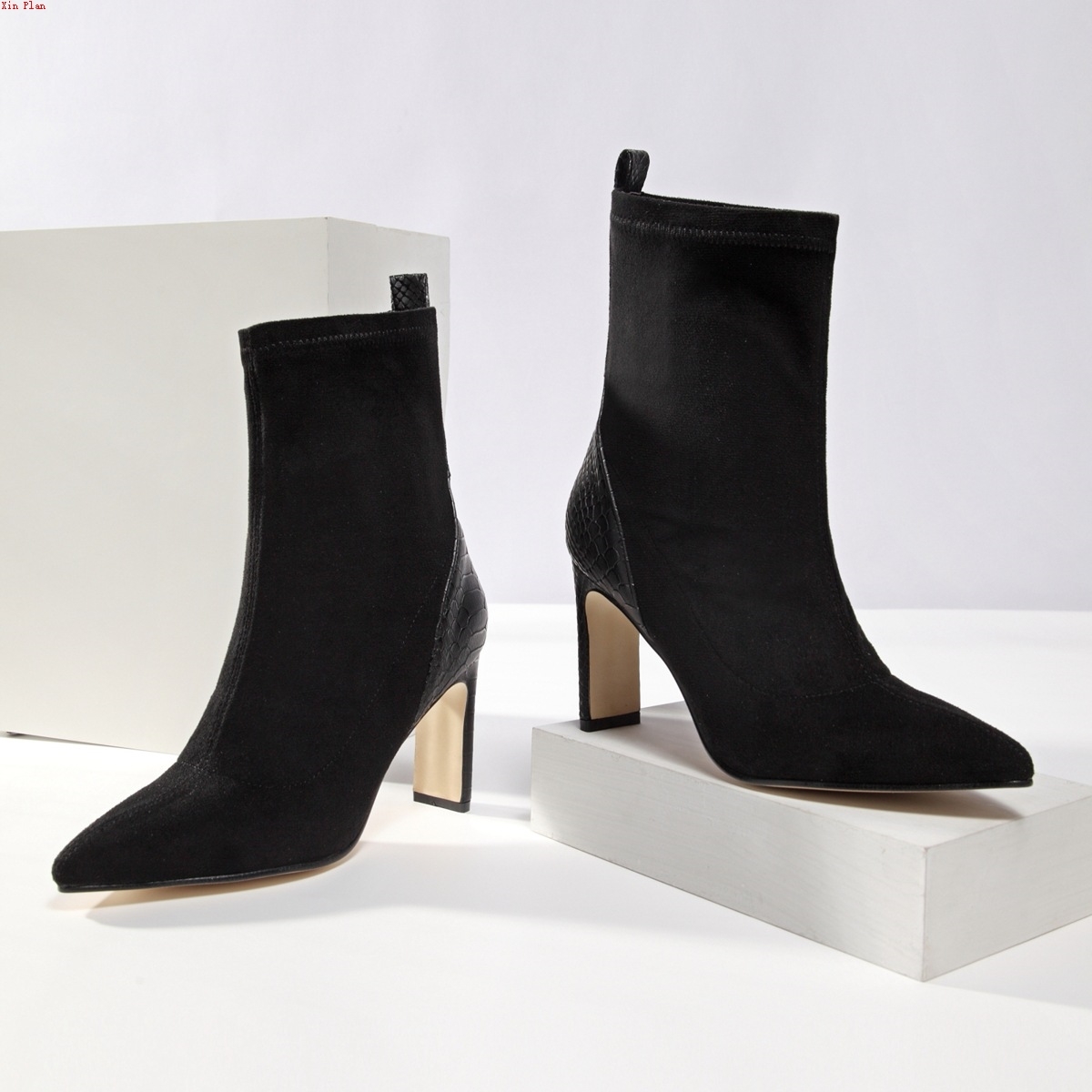 绒面短靴女欧美大码女鞋高跟Suede Boots large women's shoes - 图0