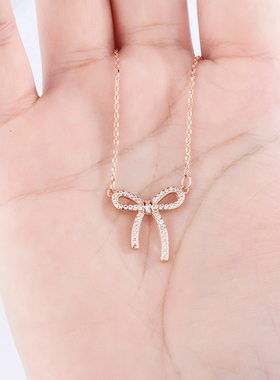 choker玫瑰金纯银吊坠锁骨链