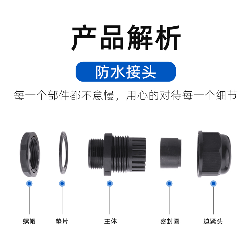 尼龙塑料电线电缆防水接头pg7pg9pg11pg13.5 pg16 pg21格兰头公制-图2