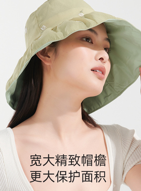 CRIEVN碎花防晒帽可折叠
