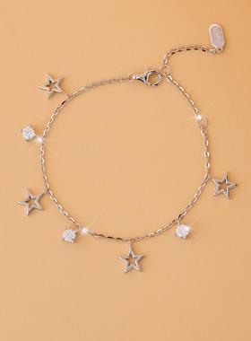 925银星星项链套装莫桑石满钻