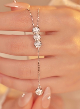 S925银莫桑石流苏项链女