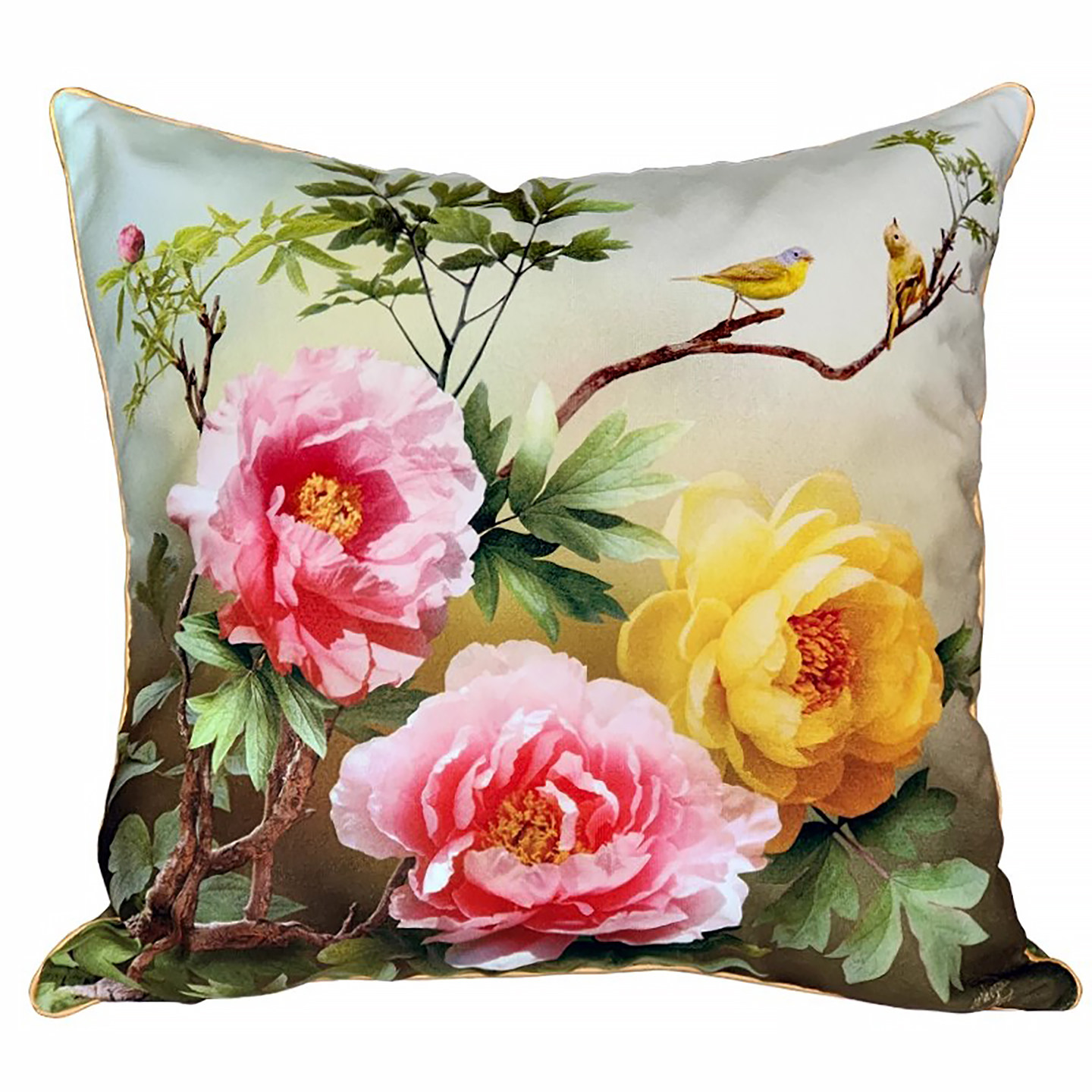 现代轻奢布艺沙发花鸟方靠垫丝绒抱枕床头靠背飘窗拆洗垫腰腿包邮,淘宝优惠券,粉丝福利购,淘宝优惠卷