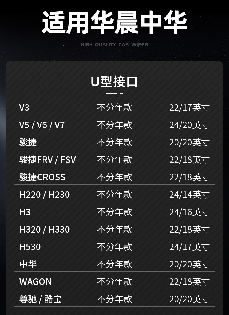 华晨中华V3雨刮器H230汽车FSV骏捷FRV无骨V7胶条V5中华H330雨刷片 - 图1