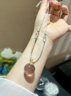 天然净体白水晶项链泡泡珠女款单圈多宝吊坠送闺蜜礼物