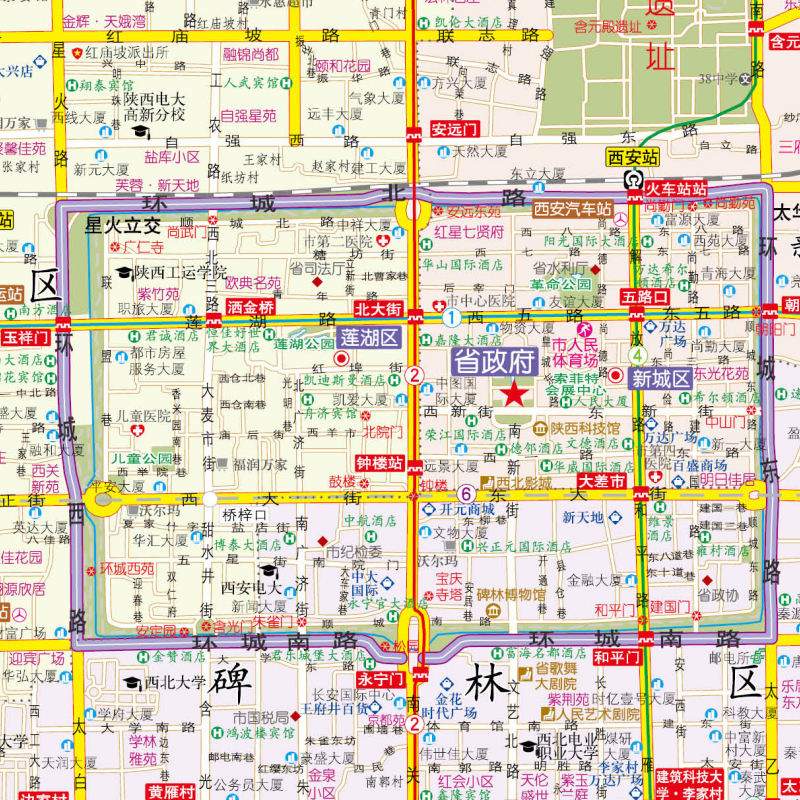 【赠公交手册】2024新版西安CITY城市旅游地图中国热门旅游城市陕西省西安市便携带公交地铁交通旅游兵马俑大雁塔钟鼓楼地图 - 图2