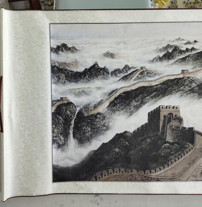 四尺国画卷轴字画山水画客厅办公室装饰画风水画中式长城雄风b