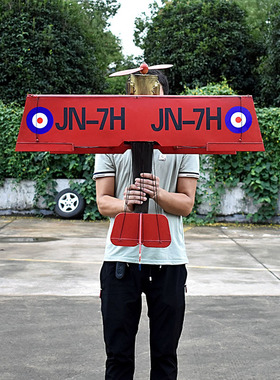 复古铁艺双翼摆件战斗机创意装饰