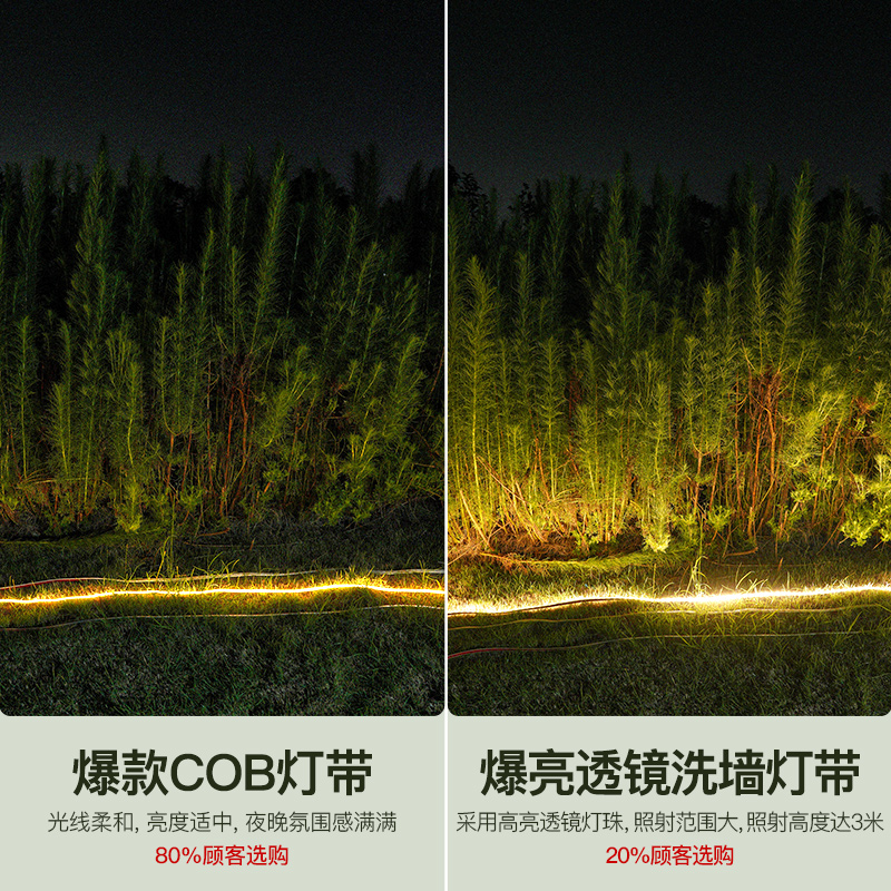 新款COB太阳能灯带户外防水led软灯条庭院超亮别墅花园阳台氛围灯