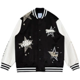 [Tide woo Exclusive] Fear Original Galaa Graffiti Baseball niform Blue и White Contrasting Stitching Elice Ryeve Japane Jacket