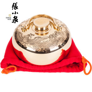 汤婆子张小泉纯黄铜制老式婆婆烫捂手壶加厚女暖手宝冲注水热水袋
