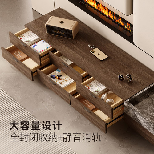 现代简约意式轻奢天然奢石实木储物电视柜客厅家用可定制落地地柜 - 图2