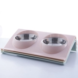 Симпатичная собачья чаша для собак из нержавеющей стали Диагональная рот двойная миска с накисленной горшкой плюшевая и средняя собачья.