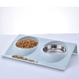 Симпатичная собачья чаша для собак из нержавеющей стали Диагональная рот двойная миска с накисленной горшкой плюшевая и средняя собачья.