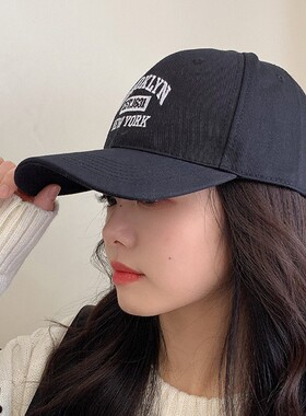 春秋韩版潮流帽子女弯檐字母刺绣棒球帽街头情侣百搭显脸小鸭舌帽