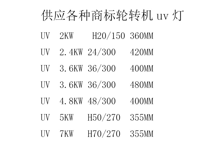 进口uv灯管3.6kw不干胶商标全轮转标签印刷机4.8kw干燥光固化UV灯 - 图3