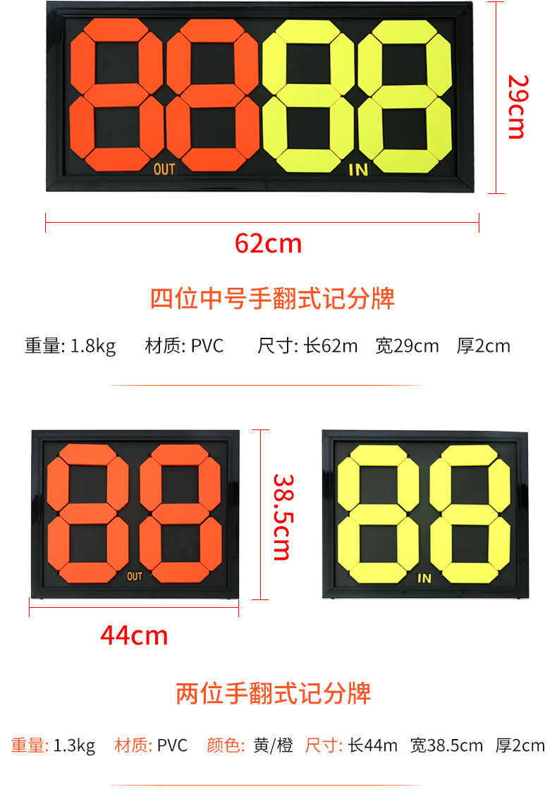 足球换人牌足球记分牌足球翻号牌双面显示4位2位计分牌-图1