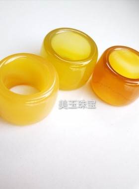 纯天然加宽加厚琥珀色佛珠戒指