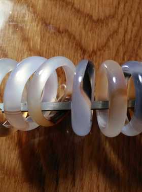 纯天然玛瑙白色花纹水墨戒指圈