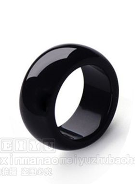 玛瑙黑白紫色加宽细窄玉髓戒指圈