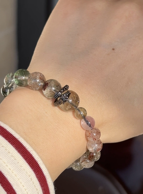 石头的日记  原创多宝手串幽灵水晶黑金超七酷黑龙手串 孤品