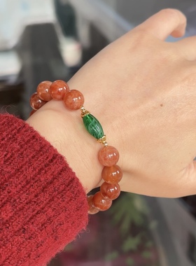 石头的日记  貌美天然红水晶天河石进口施家祖母绿色系水晶手串