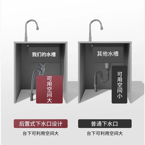 枪灰色SUS304不锈钢水槽盆中盆子母洗菜盆手工水盆一体拉伸 - 图2
