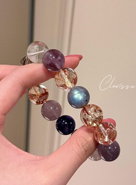 【繁星璀璨】天然紫水晶金箔锦鲤胶花灰月光水晶手串女时尚手饰