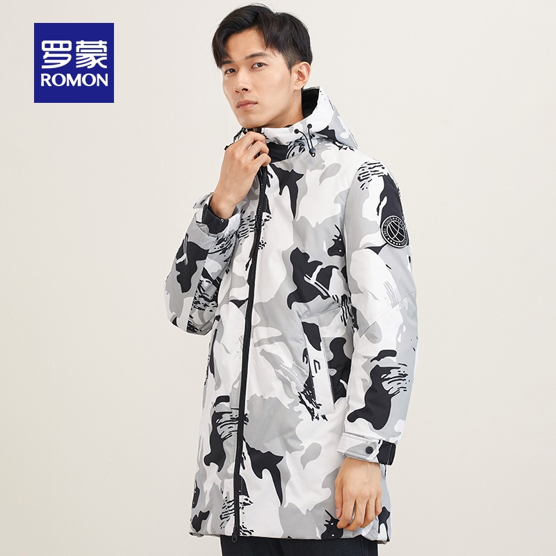 Romon 羅蒙 2022冬新男士90白鵝絨中長款連帽羽絨服新低159元包郵（多重優(yōu)惠）