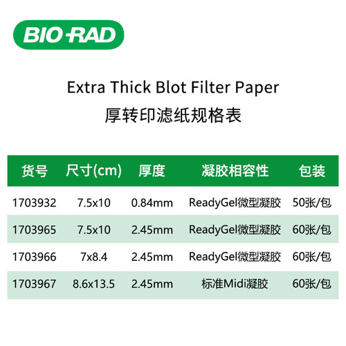 伯乐Western blot转膜转印湿转wb厚滤纸1703965/1703932天能六一 - 图0