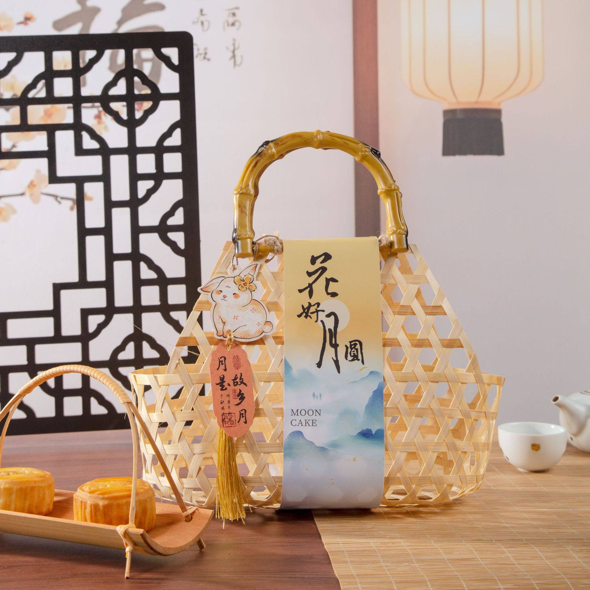 中秋礼盒月饼饼干烘焙糕点包装礼品空竹编篮手工编织礼盒手提袋,淘宝优惠券,粉丝福利购,淘宝优惠卷