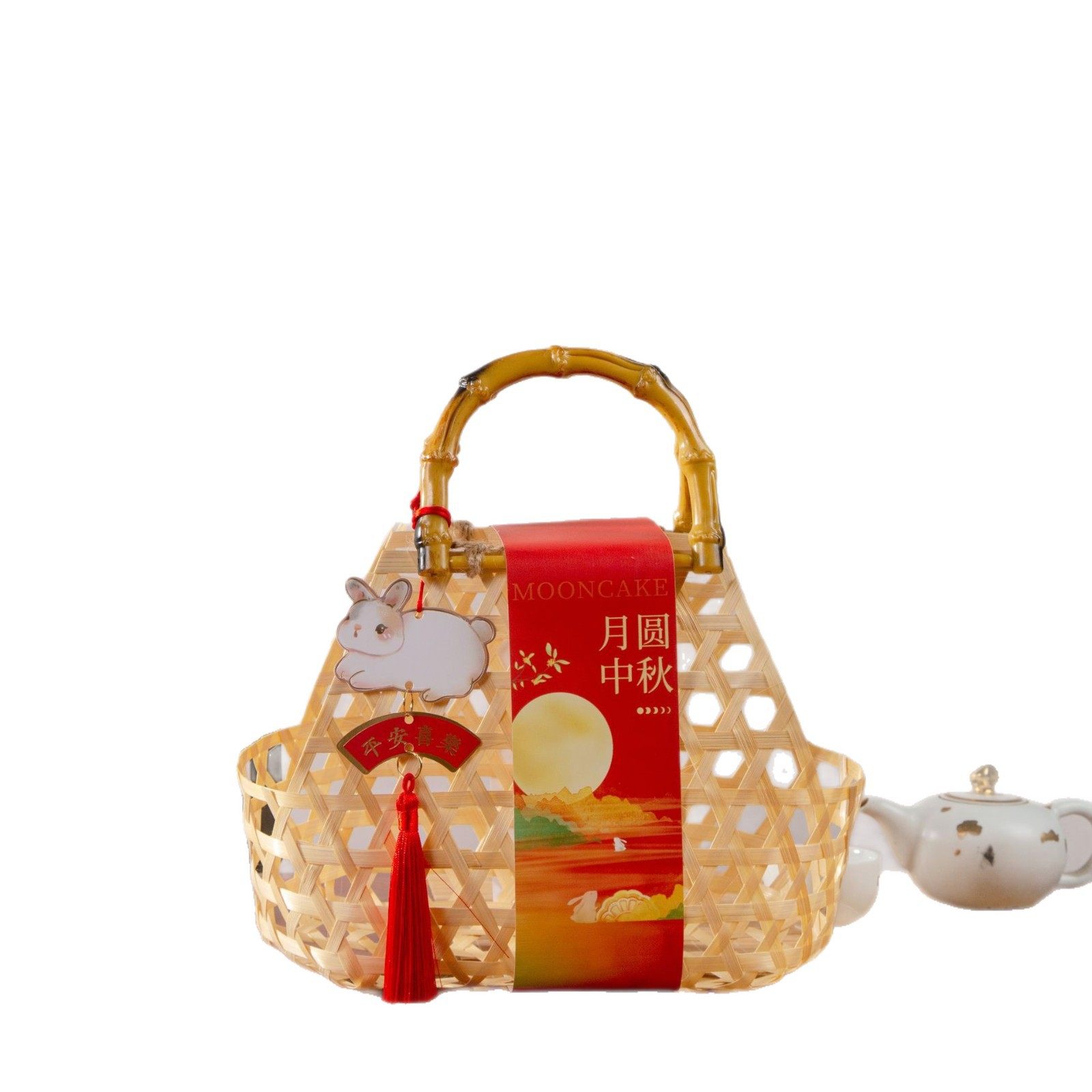 中秋礼盒月饼饼干烘焙糕点包装礼品空竹编篮手工编织礼盒手提袋,淘宝优惠券,粉丝福利购,淘宝优惠卷