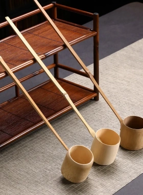 竹制茶勺中式竹根长柄水勺酒提分茶勺打酒器浇花数瓢茶道零配煮茶