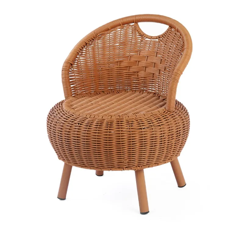家用仿藤编藤椅阳台客厅小椅子榻榻米矮靠背椅单人圆形成人编织凳,淘宝优惠券,粉丝福利购,淘宝优惠卷
