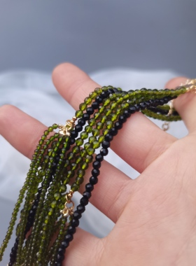 一梦星河/原创设计汉服配饰古风绿色琉璃流苏项链璎珞项链