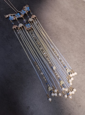 孤品一梦星河/原创设计汉服配饰古风蓝色琉璃流苏发簪发饰发簪