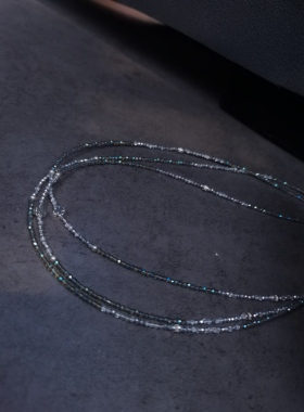 一梦星河/原创设计复古风尖晶珠子项链青灰色冷清手工锁骨链条