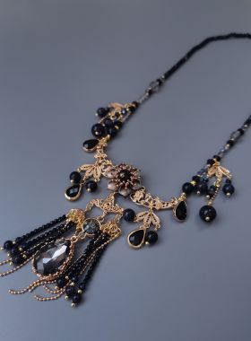 一梦星河原创汉服璎珞/星光熠熠/黑色流苏锁骨项链神秘感暗黑系