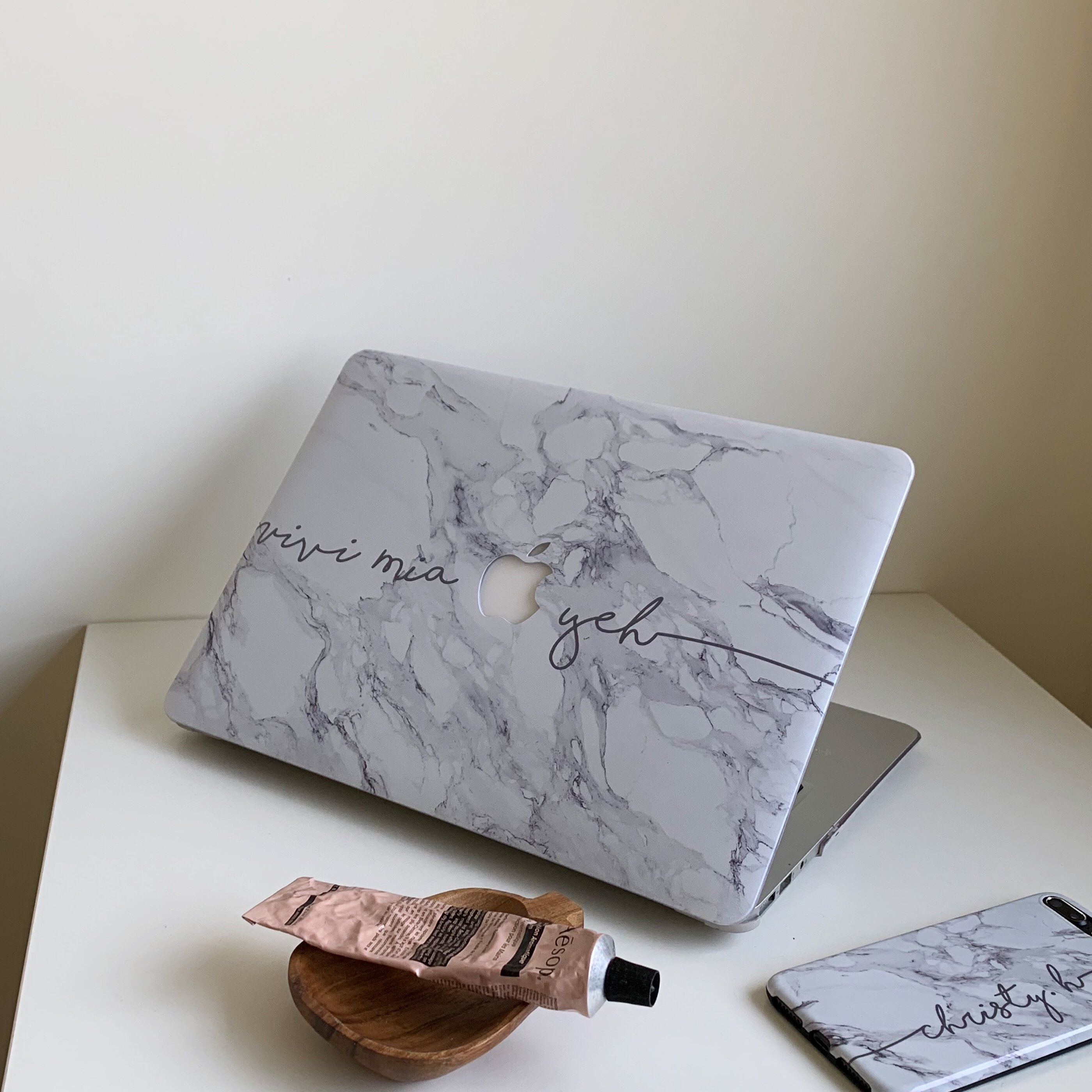 APEEL STUDIO 白色大理石定制适用苹果笔记本保护壳Macbook14Pro