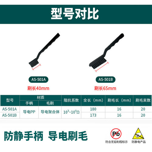 宝工防静电刷子AS501A工业用刷小毛刷软毛清洁黑色静电刷牙刷 - 图1