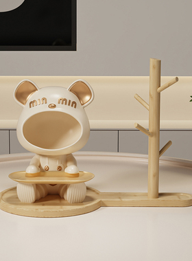 奶油风小熊玄关钥匙收纳摆件