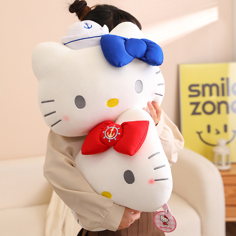 HelloKitty猫头靠垫公仔凯蒂哈喽KT娃娃玩偶女生睡觉抱枕毛绒玩具 - 图3