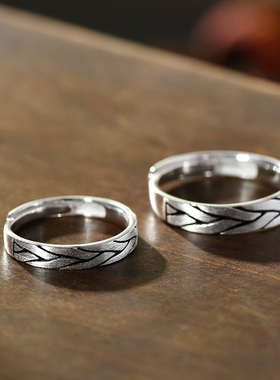 999纯银复古交织男女情侣戒指