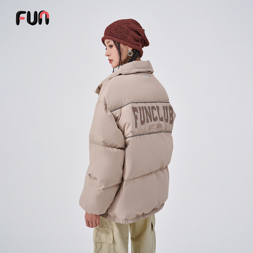 Fun2025冬季商场同款时尚运动宽松版卡其色羽绒服男女同款 - 图3