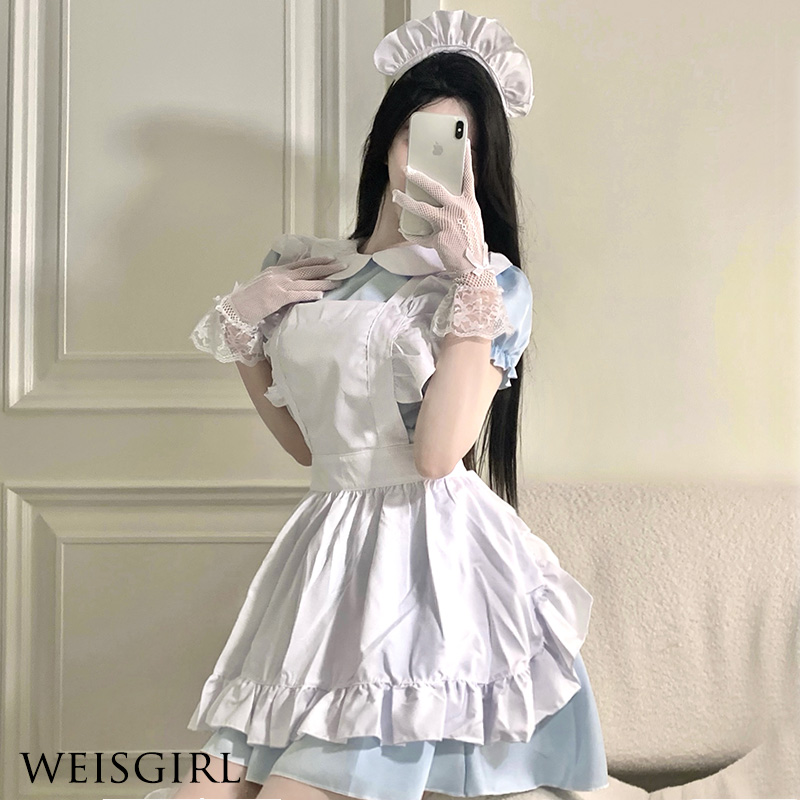 weisgirl日系性感纯欲cosplay大码女佣装咖啡厅围裙女仆制服套装 - 图2