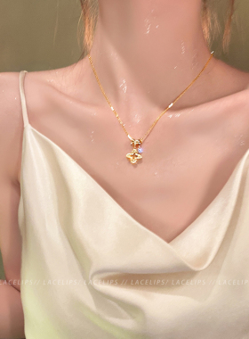 精致闪钻四叶草项链女2026新款