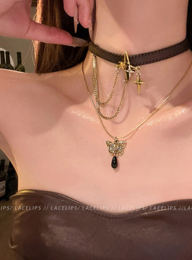 美拉德蝴蝶双层项链女2026新款