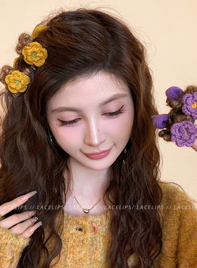 毛线花朵蝴蝶结小抓夹女高级感