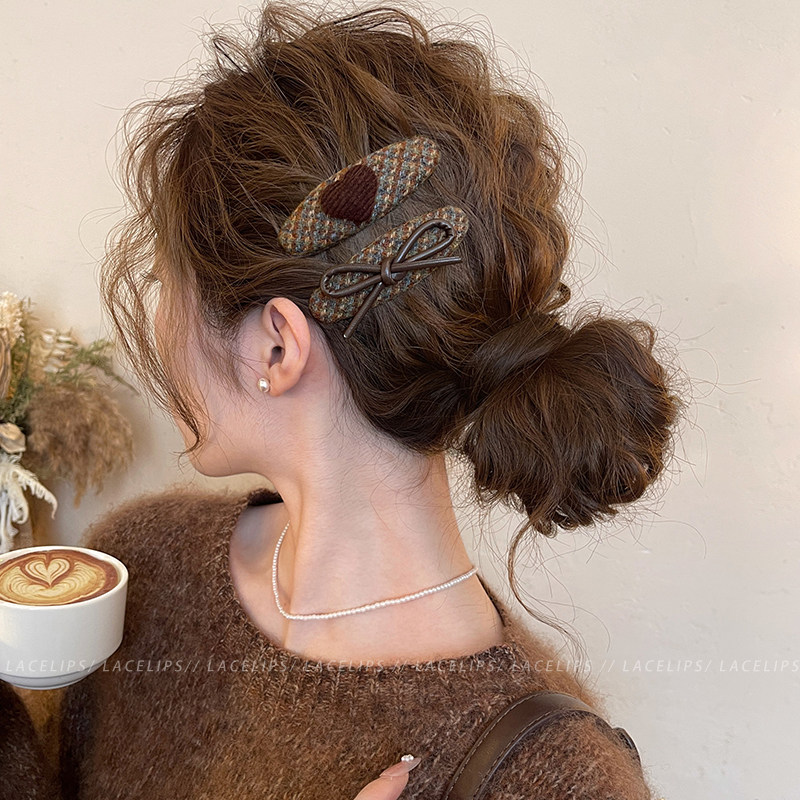 美拉德爱心蝴蝶结发夹女刘海夹子头饰2026新款高端侧边夹前额发卡,淘宝优惠券,粉丝福利购,淘宝优惠卷